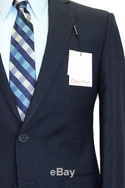 Calvin Klein Mens 100% Wool Extreme Slim Fit Suit 2-Piece 2-Button 0306 Navy