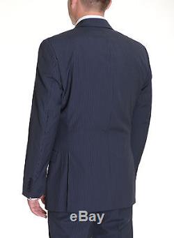 Calvin Klein Slim Fit Navy Blue Pinstriped Two Button Wool Suit