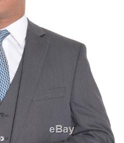 Calvin Klein Slim Fit Semi Solid Gray Tic Weave Three Piece Suit