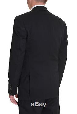 Calvin Klein Slim Fit Solid Black Two Button Double Breasted Wool Suit