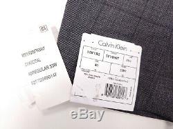 Calvin Klein X Extreme Slim Fit Stretch Suit Wool Charcoal Mens Size 40R x 33W