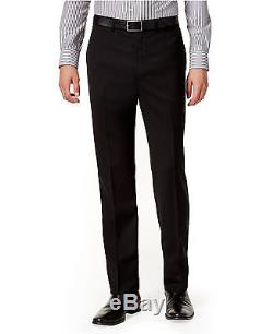 Calvin Klein X Slim Fit Wool Black 2 Button Jacket Flat Front Pants Men's Suit