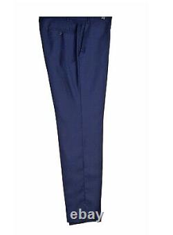 Canali 1934 SLIM FIT 38R Peak Lapel Suit Flat Pants 34x31 Blue Honeycomb