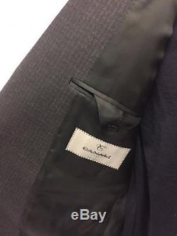 Canali Charcoal Gray/Burgundy Plaid Check Peak Lapel Slim Fit Suit 46R $2595.00