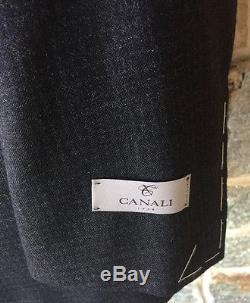 Canali Charcoal Gray/Burgundy Plaid Check Peak Lapel Slim Fit Suit 46R $2595.00