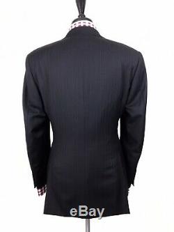 Canali Mens Black Striped Slim Fit Wool Suit 40r 32w 32l Recent