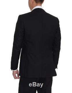 Canali Slim Fit 36R 46 34R Drop 8 Solid Black Two Button Super 140's Wool Suit