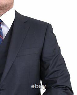Canali Slim Fit 44l 54 Drop 8 Navy Blue Tonal Striped Three Piece Wool Suit