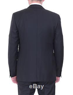 Canali Slim Fit 44r 54 Drop 8 Solid Black Two Button Wool Suit