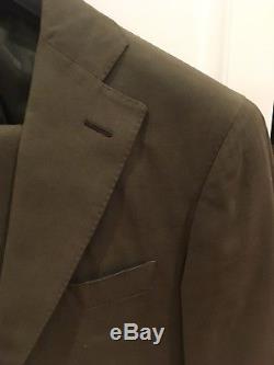 Caruso Suit Sz 36/46 Slim Fit All Cotton Green Made In Italy