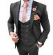 Casual Men's Suits Slim Fit 3pcs Wedding Tuxedos Blazer Tux Vest Trousers Suit