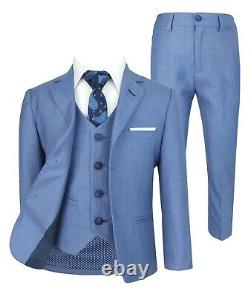 Cavani Boys Kids Slim Fit Formal Wedding Suit in Blue Jay Age 1 to 15 RRP? 134.99