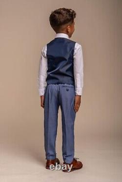 Cavani Boys Kids Slim Fit Formal Wedding Suit in Blue Jay Age 1 to 15 RRP? 134.99