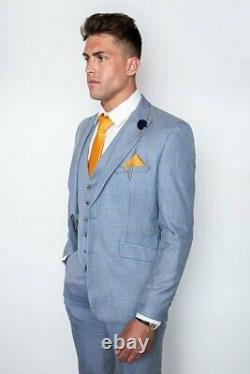 Cavani Connor 3 Piece Suit Blue Check Slim Fit Size 38. Rrp £249.99