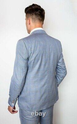 Cavani Connor 3 Piece Suit Blue Check Slim Fit Size 38. Rrp £249.99