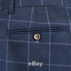 Cavani Macy Mens New 3 Piece Suits Check Slim Fit Suit Navy Sizes 36-52