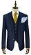 Cavani Macy Mens New 3 Piece Suits Check Tweed Slim Fit Suit Navy sizes 36-50