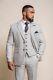 Cavani Men's Slim Fit Houndstooth Tweed Suit in Grey Clearance Sale RRP £238