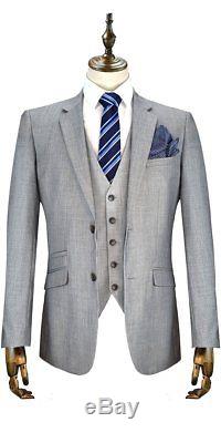 Cavani Mens Designer 3 Piece Formal Suit Blazer Waistcoat Trousers Slim Fit Work