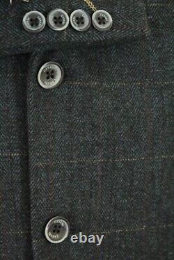 Cavani Mens Jacket 50 / Waistcoat 50 Blue Tweed 2-piece Smodern Suit Set