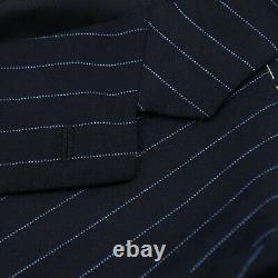 Cesare Attolini Slim-Fit Navy with Sky Blue Stripe Wool Suit 46R (Eu 56)