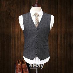 Charcoal Men's Vintage Suit 3 Pcs Tweed Fleck Classic Slim Fit Wool Blend Suits