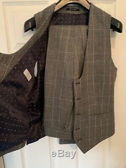 Charles Tyrwhitt Grey Check 3 Piece Slim Fit Suit Size 38 RRP£400