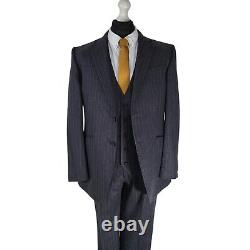 Charles Tyrwhitt Mens 3 Piece Suit 42R W36 L34 Grey Pinstripe Slim Fit