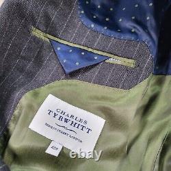 Charles Tyrwhitt Mens 3 Piece Suit 42R W36 L34 Grey Pinstripe Slim Fit