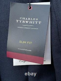 Charles Tyrwhitt Mid Blue Slim Fit Super 110s Wool Business Suit Size 44/36 Bnwt