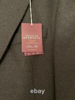 Charles Tyrwhitt luxury range slim fit charcoal grey British serge suit 40 long