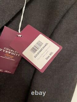Charles Tyrwhitt luxury range slim fit charcoal grey British serge suit 40 long