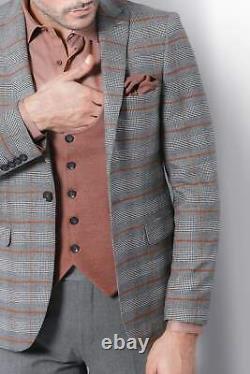 Christian Men's 3 Piece Grey Brown Mix & Match Slim Fit Suit