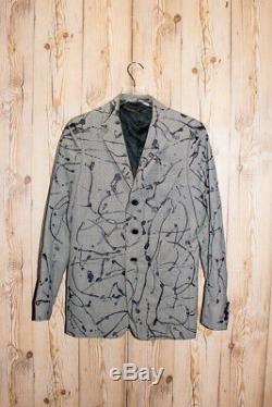 DIOR HOMME 2007 Hedi Slimane Blazer Suit Jacket Paint Splatter Slim Fit 46 Italy