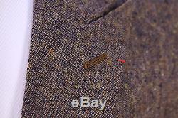 DIOR Homme Brown Donegal Tweed Peak Lapel Slim Fit Wool 2-Btn Suit 42L