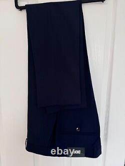 DKNY Men's Ink Blue Slim Fit Suit Jacket 40L Waistcoat 40R Trousers 34L