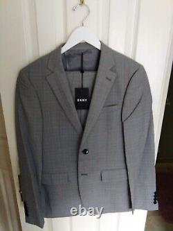 DKNY Mens Suit, Light Grey, Slim Fit, Jacket 38 R, Trousers 32 S, New With Tags