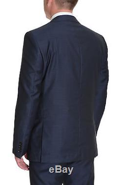 DKNY Skinny Blue Textured Two Button Slim Fit Wool Suit