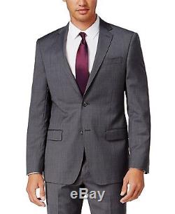 DKNY Slim Fit 2 Piece Men's Suit 100% Wool 2 Button Mini Check A212Y1060 Gray