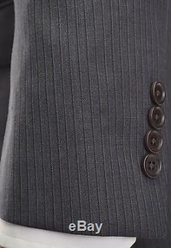 DKNY Slim Fit Dark Gray Striped Two Button Wool Suit
