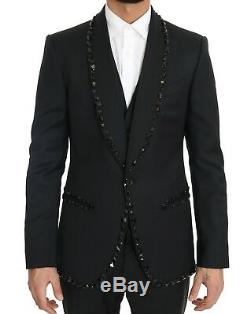 DOLCE & GABBANA Suit Black Wool Crystal Slim Fit 3 Piece EU48/ US38/ M RRP $5800