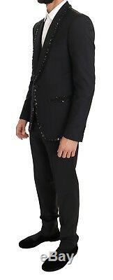 DOLCE & GABBANA Suit Black Wool Crystal Slim Fit 3 Piece EU48/ US38/ M RRP $5800