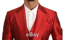 DOLCE & GABBANA Suit Slim Fit Red Silk 3 Piece Two Button IT48 / US38 RRP $4000