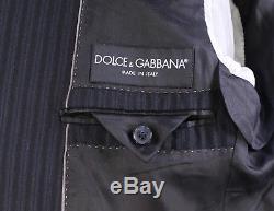DOLCE & GABBANA Very Recent Black/Sky Blue Striped Wool Slim Fit Suit 42R