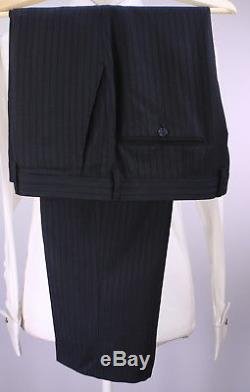 DOLCE & GABBANA Very Recent Black/Sky Blue Striped Wool Slim Fit Suit 42R