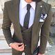 Designer Business Grün Green Suit Herren Anzug Sakko Weste Tailliert Slim Fit 50