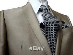 Dolce Vita 2b Slim Fit Men's Suit Shiny D. Beige Herringbone 34s Free Ship &tie