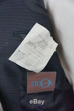 Eidos Balthazar Slim Fit Gingham Blue Suit 38R (34x30) Dark Gray Wool (Flaw)