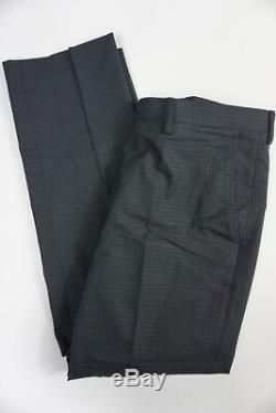 Eidos Balthazar Slim Fit Gingham Blue Suit 38R (34x30) Dark Gray Wool (Flaw)