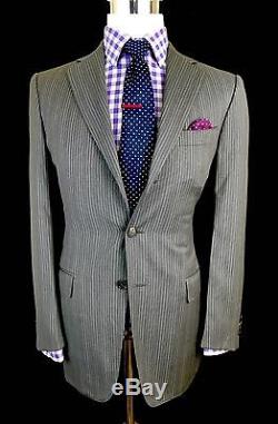 Ermenegildo Zegna Men's Grey Striped Slim Fit Wool Suit 38r 30w 34l